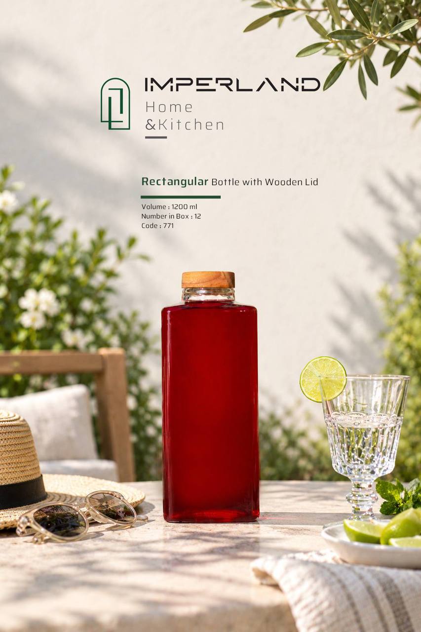 بطری مستطیل درب چوبی